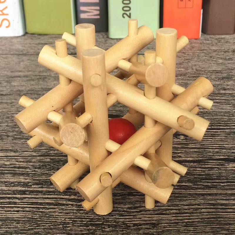 Wooden Kongming Lock,3D Brain Teaser Puzzle,Office Decompression Puzzle for Adult, Intelligence Gift for Kids (Twelve Sisters) - FLUFFI