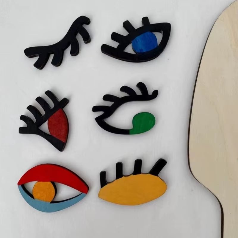 Wooden Montessori Face Puzzles Toys Preschool Early Educational Art Abstract Picasso Facial Puzzle Game Art Imagination Develop - FLUFFI