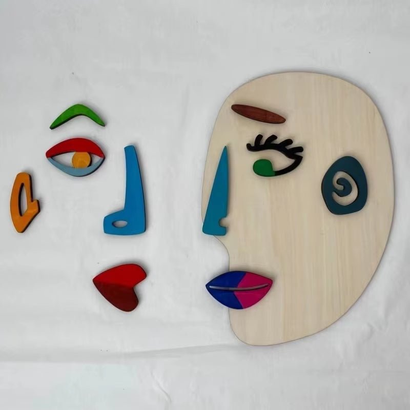 Wooden Montessori Face Puzzles Toys Preschool Early Educational Art Abstract Picasso Facial Puzzle Game Art Imagination Develop - FLUFFI