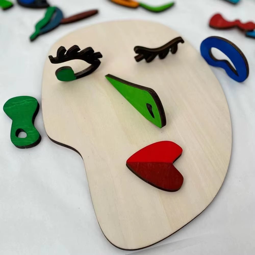 Wooden Montessori Face Puzzles Toys Preschool Early Educational Art Abstract Picasso Facial Puzzle Game Art Imagination Develop - FLUFFI