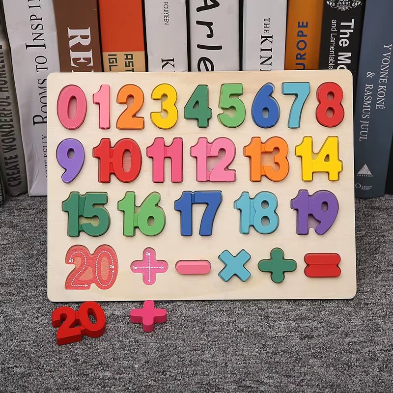 Wooden Puzzle Montessori | Alphabet & Number |Shape Matching Games - FLUFFI