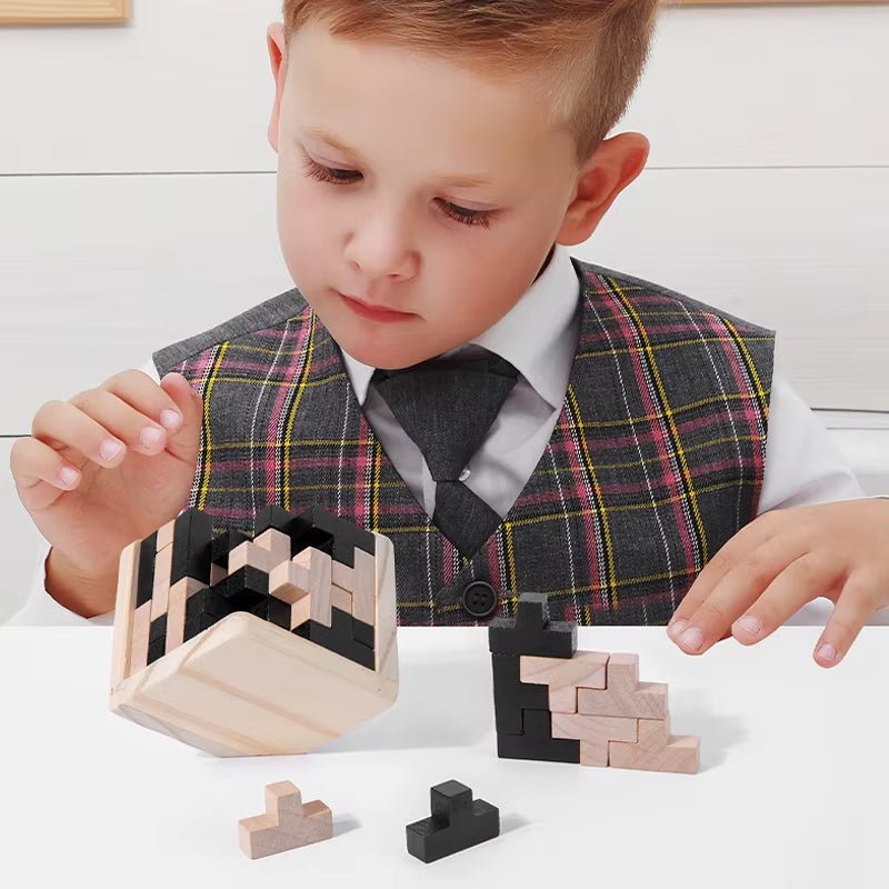 Wooden Puzzles IQ Toy, 54T Cube Educational Toys for Kids, Intellectual Game for Adults and Puzzle Enthusiasts - FLUFFI