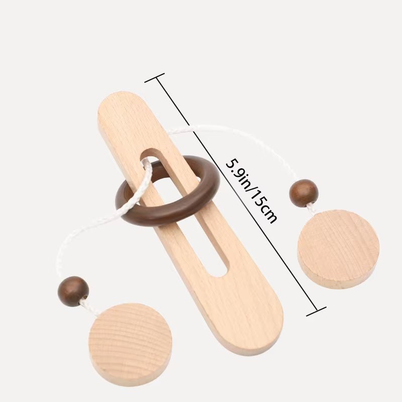 Wooden Ring Unlocking Game,Magic Ring Escape Classic Puzzle Toy, Kongming Lock Luban Lock Intelligence Toy - FLUFFI