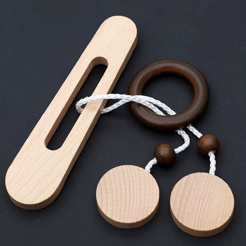 Wooden Ring Unlocking Game,Magic Ring Escape Classic Puzzle Toy, Kongming Lock Luban Lock Intelligence Toy - FLUFFI