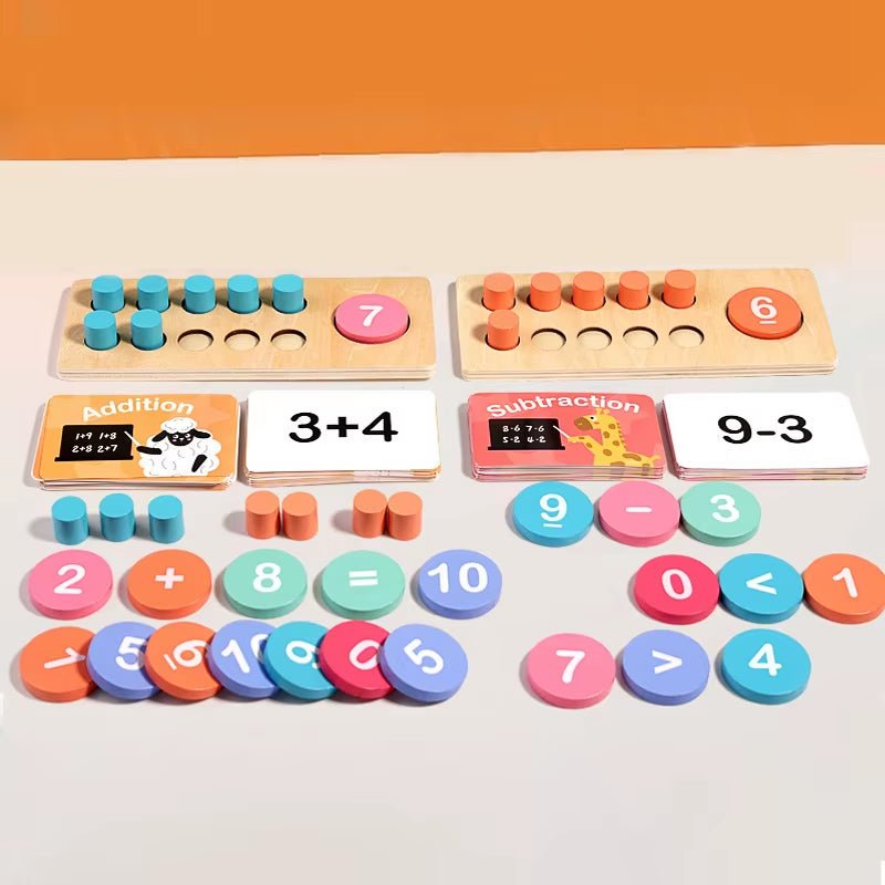 Wooden Ten Frame Sets Toy, Learning Counting and Number, Addition and Subtraction, Mathematics Learning Toy - FLUFFI