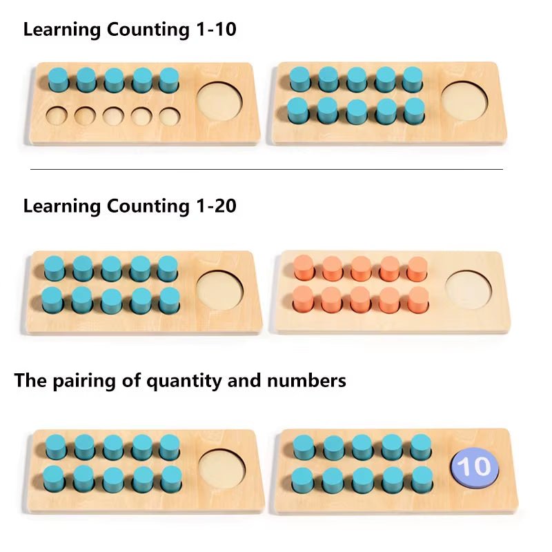 Wooden Ten Frame Sets Toy, Learning Counting and Number, Addition and Subtraction, Mathematics Learning Toy - FLUFFI