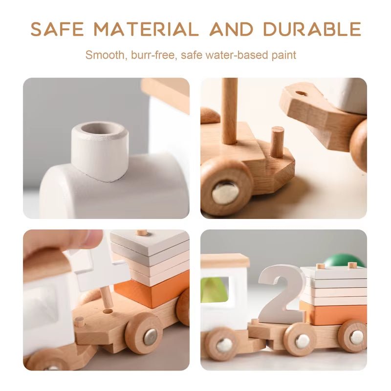 Wooden Train Montessori Toys - Number of Wood Baby'S Toys - FLUFFI