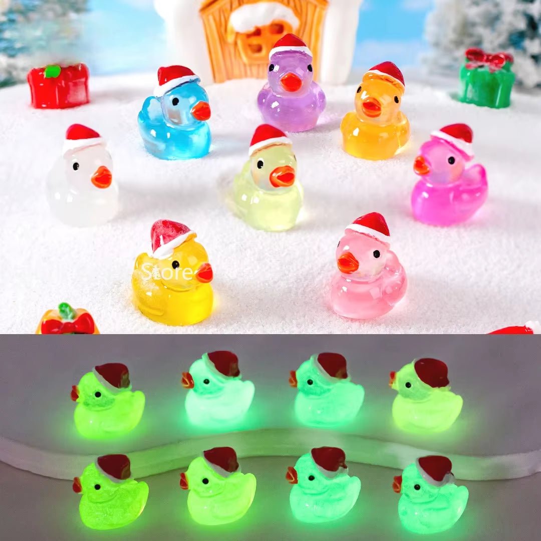 Xmas Resin Ducks | Luminous Tiny Ducks | Glow in the Dark Figures - FLUFFI
