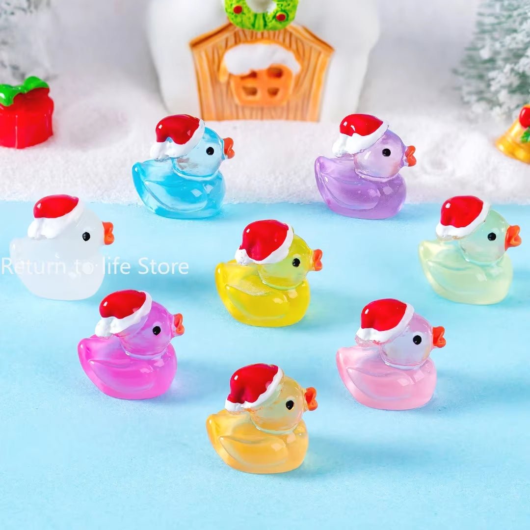 Xmas Resin Ducks | Luminous Tiny Ducks | Glow in the Dark Figures - FLUFFI